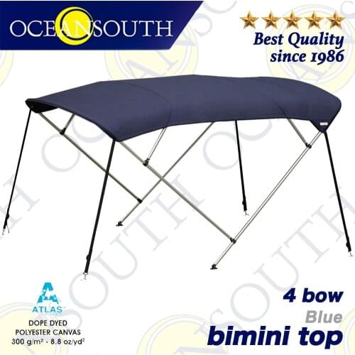 Oceansouth 4 Bow Bimini 1.5-2.9m 25mm Aluminium Tube Marine Grade Boat-cover Top Canopy Water Sun proof UV Protection Blue