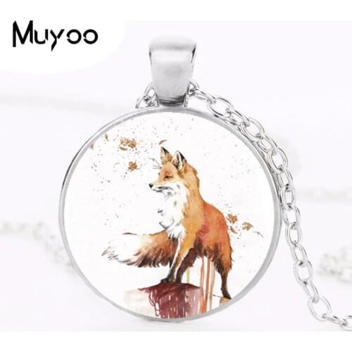 2017 Autumn Fox Pendant Choker Statement Round Necklace For Women Dress Accessories Glass Dome Pendants Art Jewelry HZ1