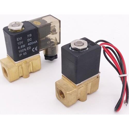 2 way Pneumatic Brass micro solenoid valve 2P025-06/08 1/8" 1/4" BSP 12V DC wire lead LED type electric control water valve