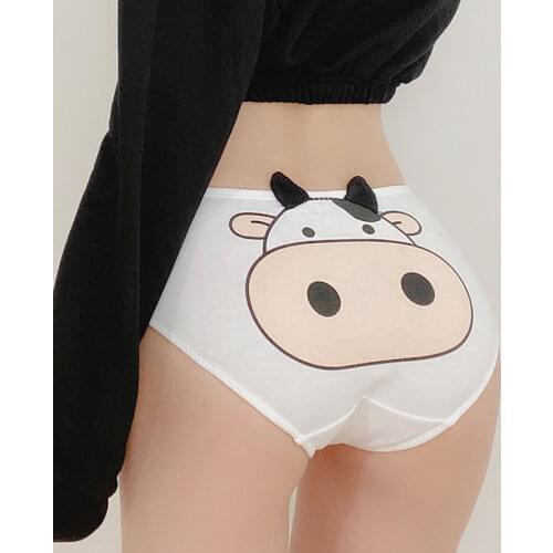 QIWN Lovely Girl Cute Sport Panties Briefs for Women Stripe Animal Print Underwear Soft Cotton Seamless Comfort Lady Lingerie