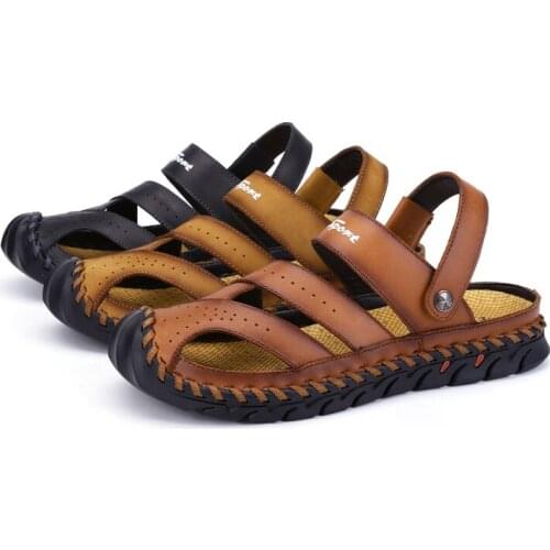 Summer Men Cow Leather Sandals Size 38-45