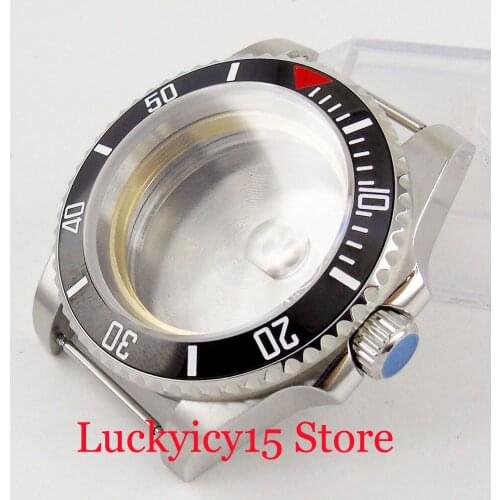 Sapphire Glass Date Magnifier 40mm 316L Stainless Steel Watch Case With 38mm Ceramic Rotating Bezel Fit MIYOTA Movement