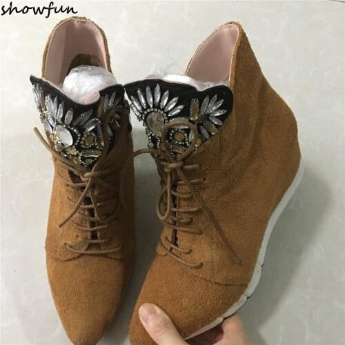 Showfun Women's Wedge Ankle Boots
