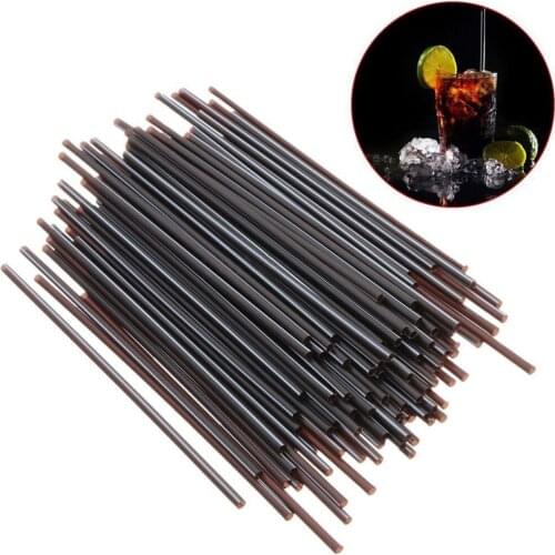 100 Pcs Dia 5mm Cocktail Straws Black Design Plastic Straws for birthday wedding decorative party event Drinking Straws