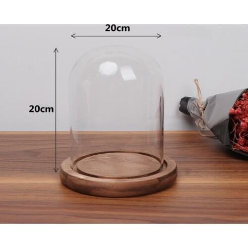 20*20cm Big Size Antique Base Glass Dome Vase Home Decoration Creative Cover Birthday Wedding DIY Friend Favor Gift