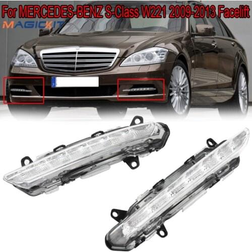 MagicKit LED DRL Daytime Running Fog Light 2218201756 2218201856 For Mercedes BENZ S-Class W221 S350 S500 2009 2010 2011-2013
