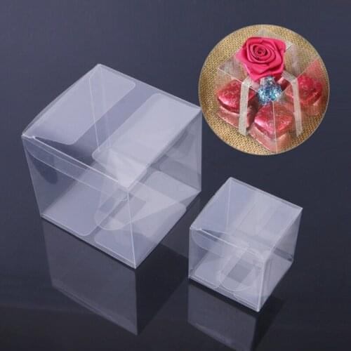 YYSD 10 Pcs Wedding Transparent Cube Favour Boxes Sweet Candy Cake Gift Bags 2 Sizes