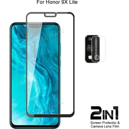 For Honor 9X Lite Front Screen Protector Protective Tempered Glass & Camera Lens Film