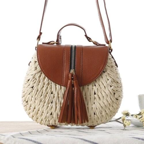 Famous Designer Ladies Woven Knitting Messenger Crossbody Bags New Summer Bohemian Women Tassel Straw Beach Shoulder Bag
