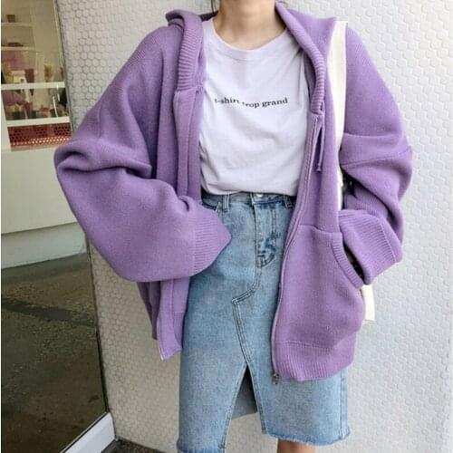 Womens sweaters autumn 2020 winter tops harajuku korean fashion personality retro pocket zipper knitted cardigan women sweater