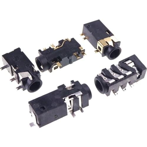 10Pcs 3.5 MM Audio Connector SMD 4 Pins TRRS Stereo Jack Receptacle Right Angle Female for 4 Poles Phone Plug 14MM
