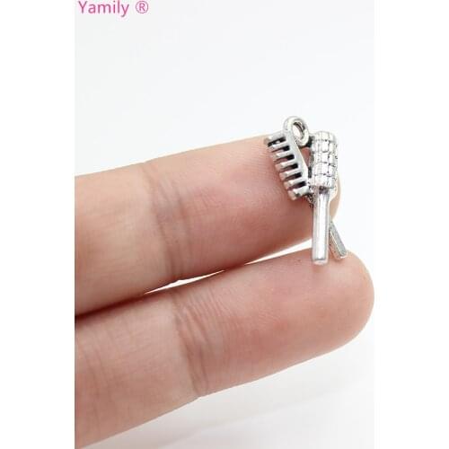 15pcs/ 21x12mm Hairdresser Charms Antique Silver Tone Brush and Comb Set Charm Pendant