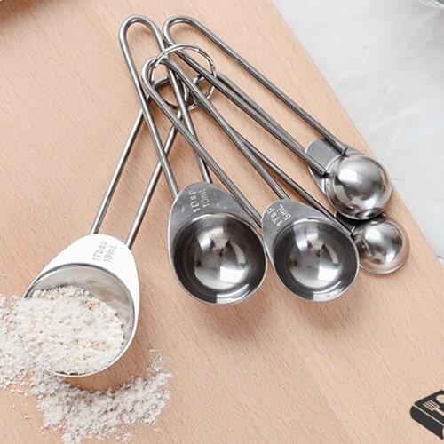 5PCS/Set Kitchen Measuring Spoon Tea Cooking Baking Scoop Cup Kitchen Tools Stainless Steel Baking Measuring Spoons