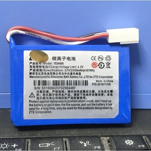 Original 2000mAh 3.7V 763448A for ZTE U110 U118A WP822 WP826 WP833 WP612 WP623 Battery