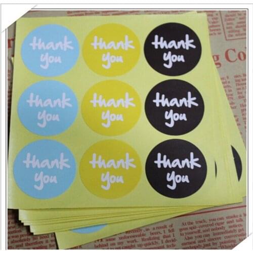 Free Shipping 180pcs 3 Colors Thank You sticker Round kraft paper label adhesive envelope seals food label bakery cookie sticker
