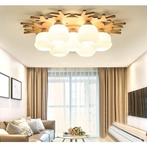Free Shipping Modern Cartoon Elk Head Angle Glass Ceiling Lamp Beside Lamp For Living Room And Bedroom Log Lamp Wooden Lamps
