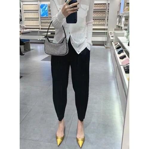 Pleats Please Casual Pants Loose Fit Plus Size 90s Vintage Style Office Lady 2021 New Summer