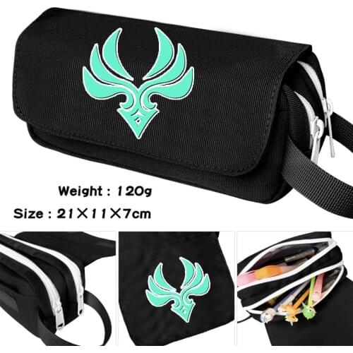 Anime Genshin Hanako Kun Pattern Pencil Case Black Cartoon Make up Cosmetic Bag Student Stationery Multi-function flip Bags