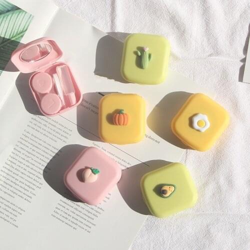 Contact Lens Case Cartoon Square Fruit Cute Animal Contact Lens Care Suite Lens Container For Women And Men Eyewear Accessories