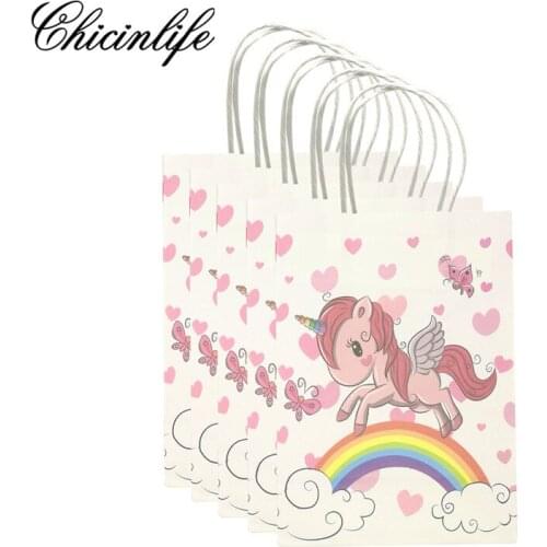 Chicinlife 5Pcs Unicorn Paper Gifts Bag Unicornio Birthday Party Wedding Decorations Baby Shower Candy Bag Box Party Supplies