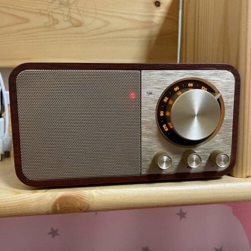 Wooden Wireless Bluetooth Speaker Retro Classic Speaker Portable Stereo HIFI Subwoofer Computer with FM Radio Music Home Theater