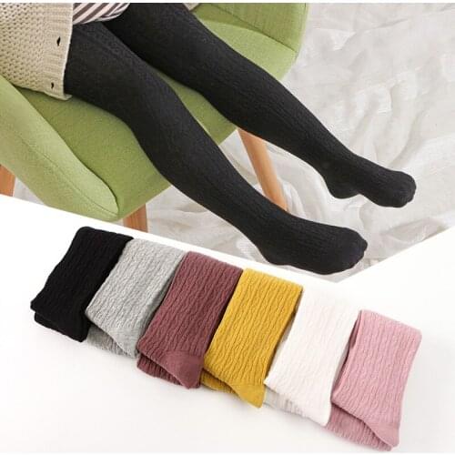 Kids Baby Girl Winter Warm Tights Candy-Color Stockings Children Girl Knited Ribbed Pantyhose Soft Tights 0-6T