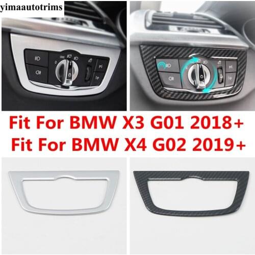For BMW X3 G01 2018 - 2021 X4 G02 2019 - 2021 ABS Carbon Fiber Car Head Light Lamp Switch Button Cover Trim Accessories Interior