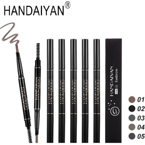 HANDAIYAN Double Ended Tattoo Eyebrow Pencil 5 Color Waterproof Long Lasting No Blooming Rotatable Triangle Eye Brow Pen TSLM2