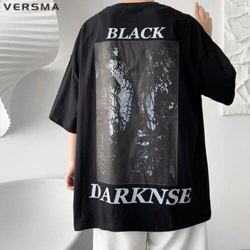 VERSMA Korean Ulzzang Chic Gothic Printed T-shirts Men Women American High Street Short Sleeve Teenage Tshirts Male Dropshipping