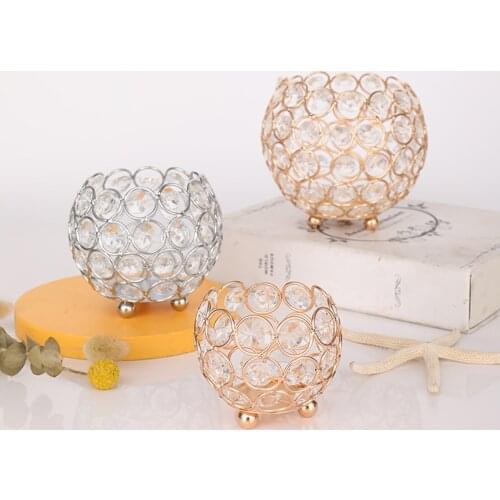 Crystal Tealight Candle Lantern Holders Candlesticks Wedding Xmas Party Dinner Table Centerpieces Home Wedding Decorations