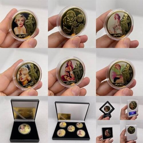 KL Marilyn Monroe Gold Collectible Coins with Coins Holder Custom Challenge Coin Antique Original Coins Gift Dropshipping