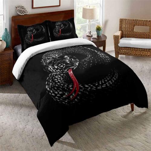 Snake Duvet Cover Set Black Animal 3D Bedding For Men Boys Bed Cover Set Bedcloth For Single Double Bed Western Style Bed Set