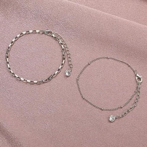 Korean Multilayer Bracelet Set Fashion Stackable Chain Charms Bracelets For Women Bracelets & Bangle 2-piece Set Jewelry A169