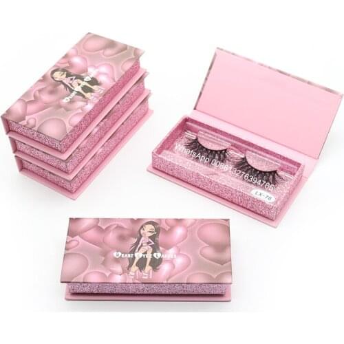 Pink Heart Dolls Eyelash Box 5D Mink Lashes Handmade Luxurious Volume Fluffy Natural False Eyelashes Lash Boxes Packaging Empty