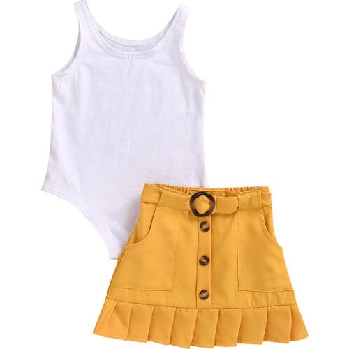 Summer Children Clothing Girls Outfits Fashion Toddler Girl Clothes Set Sleeveless Tops+Short Skirt Kids Clothes 1-5 Years