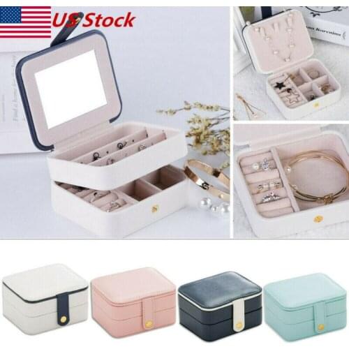 Fashion Women Portable Travel Jewelry Box Organizer PU Jewellery Ornaments Case Storage Cosmetic case