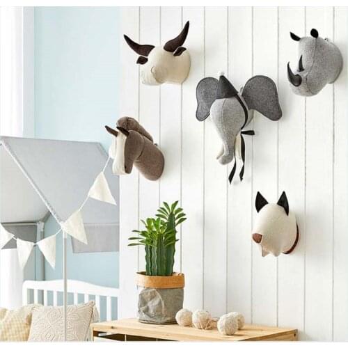 Stuffed Animal Head elephant Wall Hanging Mount decoration Plush Toy For Baby Girl Kid Christmas Gift Nursery Room Wall Decor