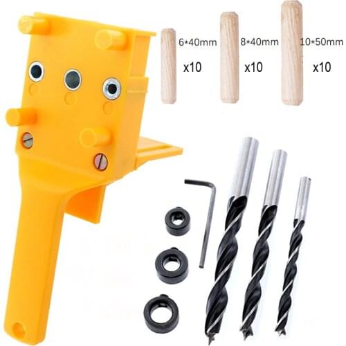 Dowel Jig Kit Handheld Woodworking Tools Jig Kit Fits 6/8/10 Mm Drill Metal Wood Drilling Doweling Straight Hole Saw Tools