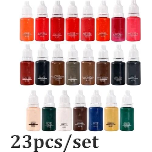 23pcs/set 15ml Professional Multi Colors Tattoo Ink Pigment Set Kits Beauty Makeup Paints Bottles Tool Body Art Tattoo Accessory