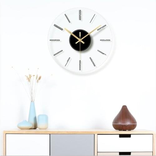 Wall Clock Simple Tempered Glass Digital Wall Clock Round Transparent Living Room Bedroom Silent Home Decoration Clock