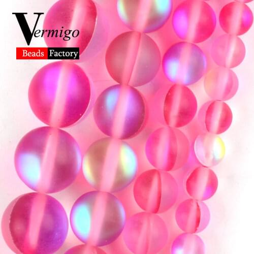 Natural Matte Fuchsia Austrian Crystal Stone Round for Jewelry Making 6-12mm Beads Bracelet Necklace Accessories Wholesale