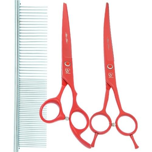 Meisha 7 inch Pet Scissors for Dog Grooming Japanese Steel Animal Straight Curved Cutting Shears Puppy Thinning Clippers B0031A