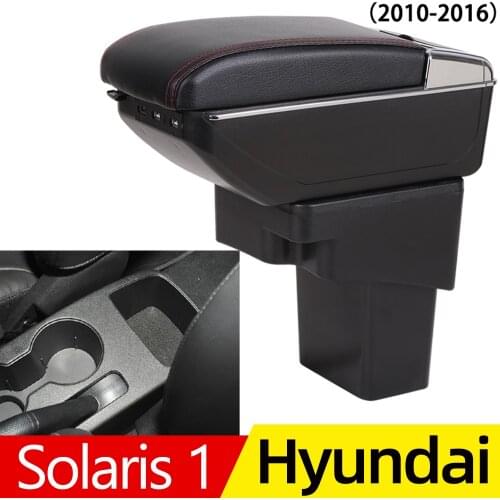 For Hyundai 1 Solaris/Verna/Grand 2011-2016 armrest box central Store content box with ashtray Can rise with USB accessory
