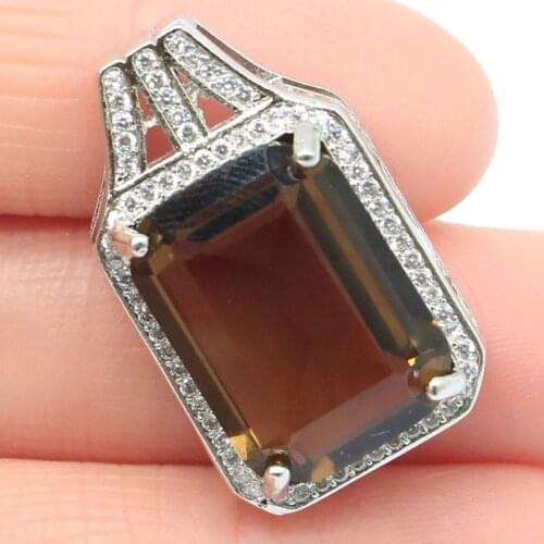 31x21mm Anniversary Created Pink Morganite Aquamarine For Womans Dating Silver Pendant Eye Catching