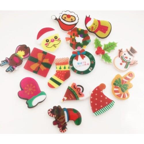Lovely Colorful Mix Various Christmas Combination Flat back Acrylic Sheet Miniature Pattern Applique DIY Scrapbook Home Decor