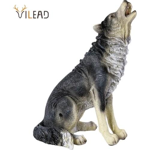 VILEAD Voice Simulation Wolf Figurines American Animal Statue Home Decoration Accessories Garden Office Room Interior Decor