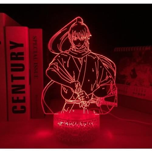Gintama Anime Figure Okita Sougo LED White Base Night Light for Kids Birthday Gift Bedroom Decor Nightlight Table Lamp