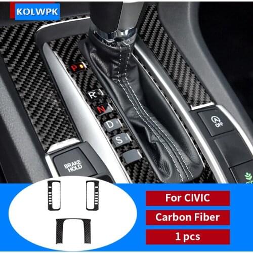 Carbon Fiber Interior Control Gear Box Shift Panel Decoration Cover Trim Stickers For Honda Civic 2016-2019 Car Accessories
