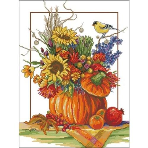 Pumpkin vase patterns Counted Cross Stitch 11CT 14CT 18CT DIY Chinese Cross Stitch Kits Embroidery Needlework Sets home decor