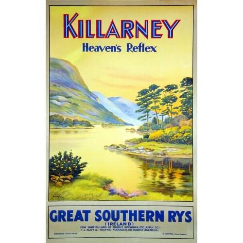 Vintage Travel Killarney Ireland Art print Silk poster Home Wall Decor